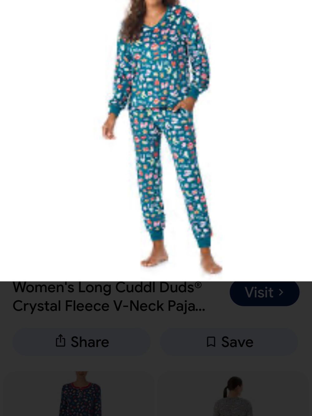 NWT Cuddl Duds Fleece with Stretch Teal "Let It Snow" Winter Holiday 2-Pc Pajama